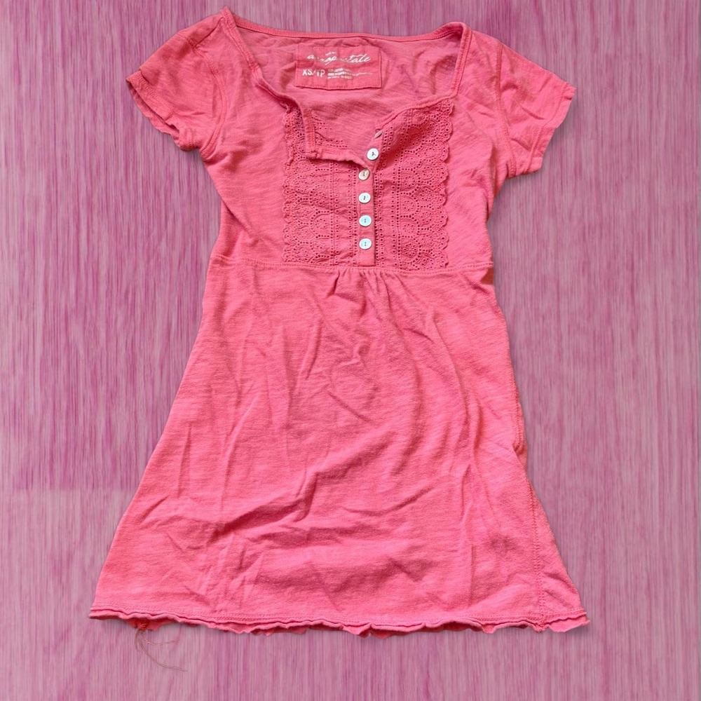 aeropostale 2000s pink henley babydoll top
